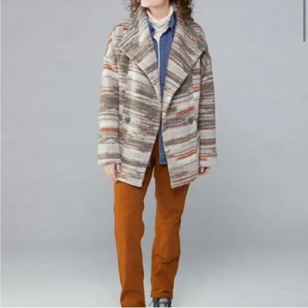Prana Arria jacket coat southwestern oversized XS grey orange